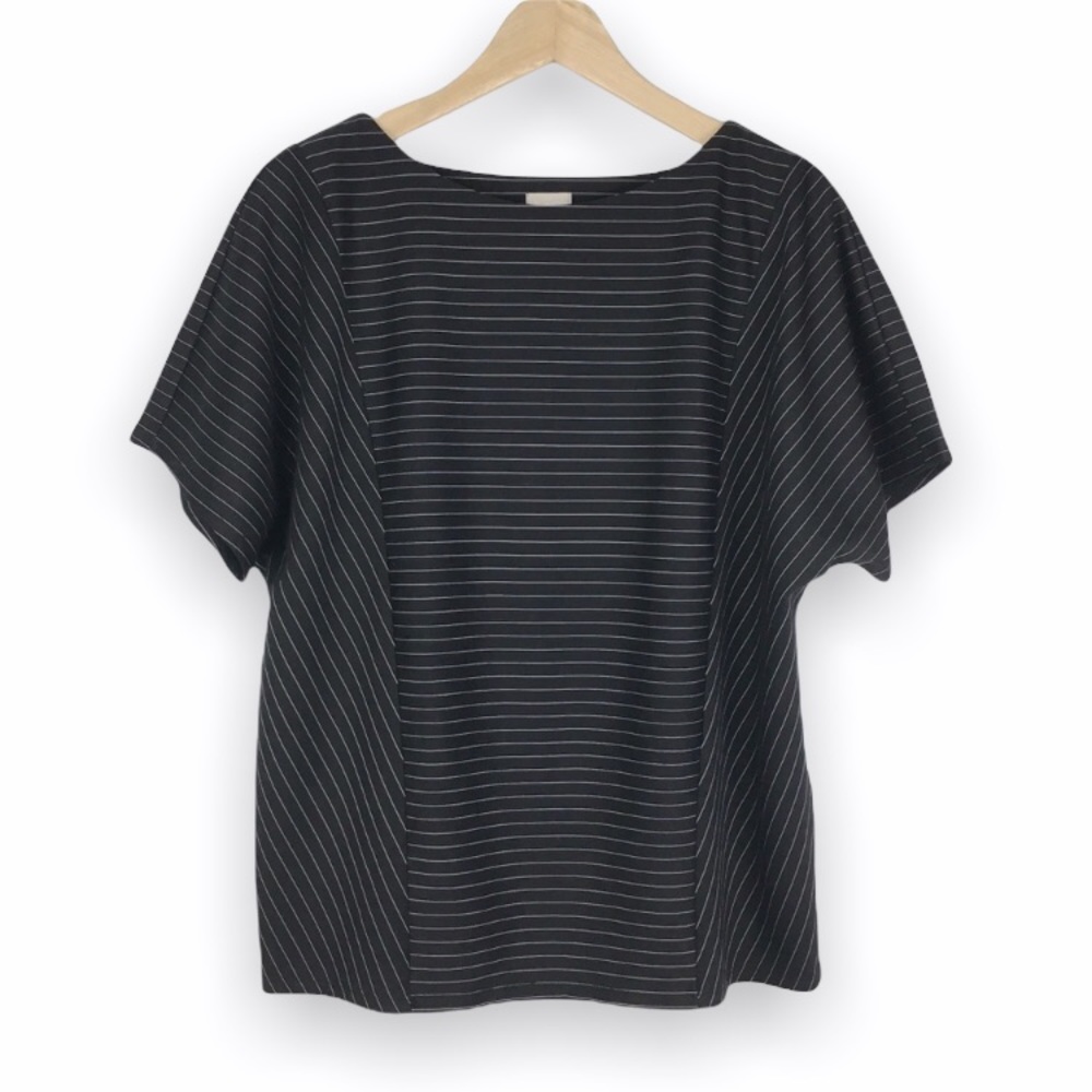 Chico’s Women Black White Stripe Striped Dolman Sleeve Top Shirt Size 1 M Medium